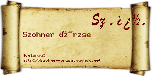 Szohner Örzse névjegykártya